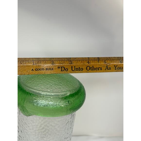 Vintage MCM Textured Glass Canister Jar Green Lid 10 Retro Kitchen Decor - Picture 7 of 8
